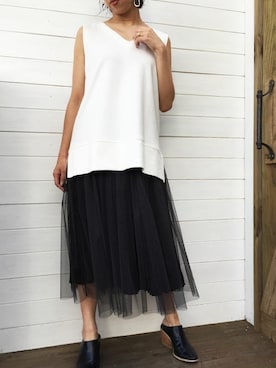 「Settimissimo（セッティミッシモ）のアイテム（スカート）」を使った、Yumiさん（レディース・156cm）の春コーディネート