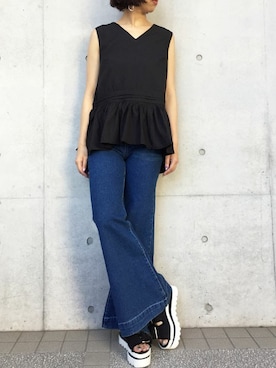 「Settimissimo（セッティミッシモ）のアイテム（トップス）」を使った、Yumiさん（レディース・156cm）の春コーディネート