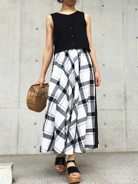 「Settimissimo（セッティミッシモ）のアイテム（スカート）」を使った、Yumiさん（レディース・156cm）の夏コーディネート