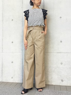 「Settimissimo（セッティミッシモ）のアイテム（パンツ）」を使った、Yumiさん（レディース・156cm）の夏コーディネート