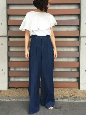 「Settimissimo（セッティミッシモ）のアイテム（トップス）」を使った、Yumiさん（レディース・156cm）の夏コーディネート