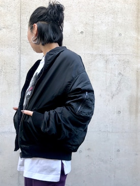 「定番」｜「アイテム（MA-1）」を使った、Yumiさん（レディース・156cm）の冬コーディネート
