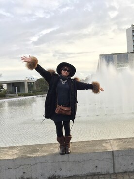 「goa（ゴア）のアイテム（モッズコート）」を使った、Kiyomi Iwaiさん（レディース・152cm）の冬コーディネート