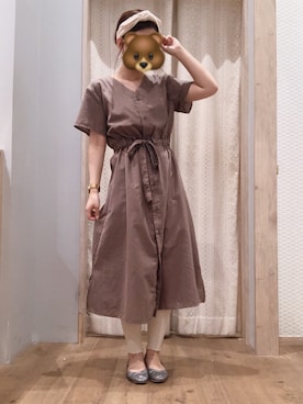 「DISCOAT（ディスコート）のバレーシューズ（バレエシューズ）」を使った、おかなさん（レディース・157cm）の夏コーディネート
