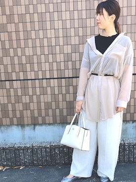 「DISCOAT（ディスコート）のバレーシューズ（バレエシューズ）」を使った、おかなさん（レディース・158cm）の春コーディネート