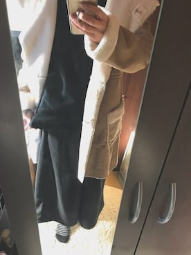 「フリース」｜「アイテム（ムートンコート）」を使った、axaさん（レディース・163cm）の冬コーディネート
