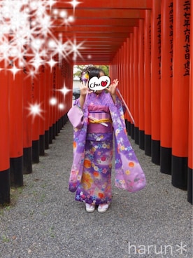 「七五三」｜「アイテム（浴衣）」を使った、harun＊さん（キッズ・110cm）の秋コーディネート