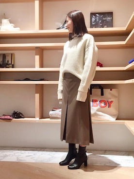 「ローゲージ」｜ASAMI MIZUTANIさん（レディース・160cm）の冬コーディネート