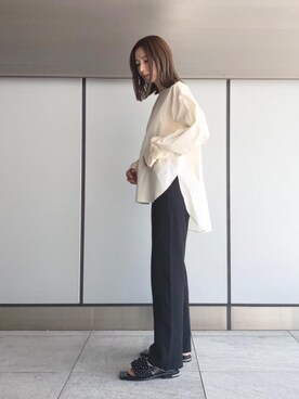 「ASTRAET（アストラット）のアイテム（パンツ）」を使った、ASAMI MIZUTANIさん（レディース・160cm）の夏コーディネート