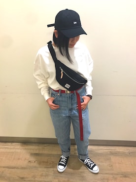 「Lee（リー）のアイテム（ファッション雑貨）」を使った、さぁちさん（レディース・155cm）の冬コーディネート