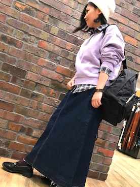 「Lee（リー）のアイテム（バックパック/リュック）」を使った、さぁちさん（レディース・155cm）の冬コーディネート