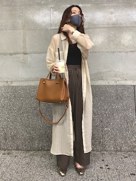 「ブラウンパンツ」｜「アイテム（ワンピース/ドレス）」を使った、ｈｉｉｒｏさん（レディース・163cm）の秋コーディネート