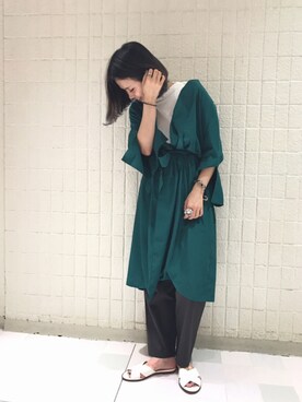 「ハイネックトップス」｜「アイテム（その他アウター）」を使った、maneさん（レディース・160cm）の夏コーディネート