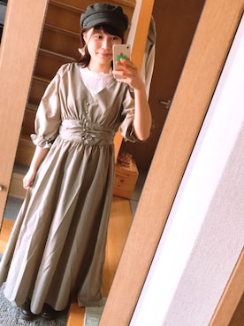 「fifth（フィフス）のウエストギャザーロングワンピース（ワンピース）」を使った、hlhlさん（レディース・157cm）の春コーディネート
