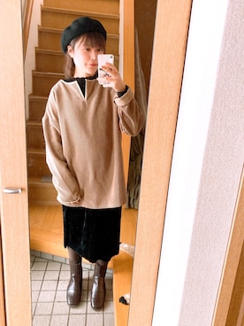 「URBAN RESEARCH（アーバンリサーチ）のアイテム（ハンチング/ベレー帽）」を使った、hlhlさん（レディース・157cm）の冬コーディネート