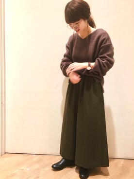 「バルーンスリーブ」｜studio CLIP大日店さん（レディース・155cm）の冬コーディネート