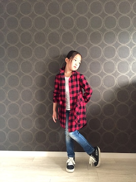 「RAD CUSTOM（ラッドカスタム）のアイテム（シューズ）」を使った、IROHAさん（キッズ・120cm）の春コーディネート