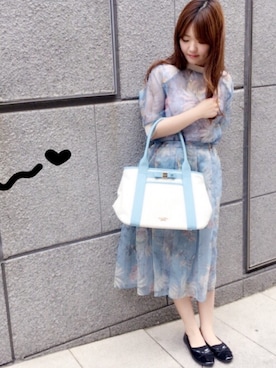 「Samantha Thavasa（サマンサタバサ）のアイテム（トートバッグ、ホワイト系）」を使った、はるなさん（レディース・158cm）の春コーディネート