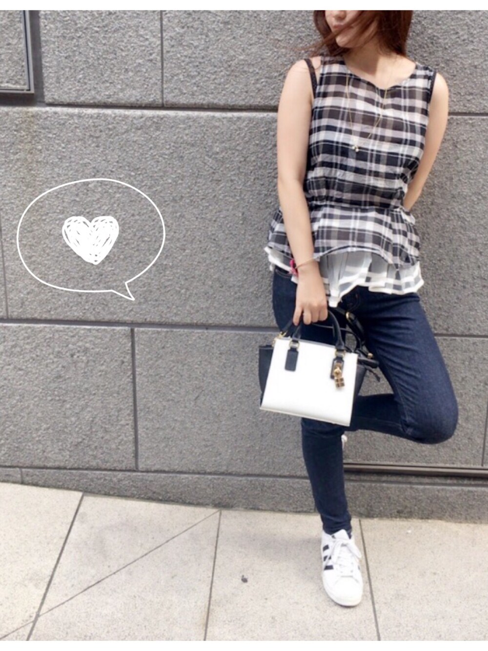 「STG、Samantha Thavasa、adidas、superstar、ギンガムチェック、MERCURYDUO(MERCURYDUO)」｜「Samantha Thavasaのアイテム（バッグ、その他）」を使った、はるなさん（レディース・158cm）の夏コーディネートの1枚目の写真