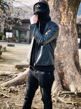 「Rodeo Crowns（ロデオクラウンズ）のアイテム（パーカー）」を使った、michael 田中さん（メンズ・183cm）の冬コーディネート