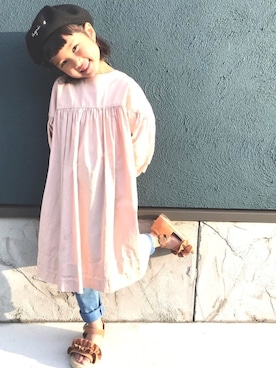 「アニエスベー」｜「アイテム（ハンチング/ベレー帽）」を使った、ennaさん（キッズ・110cm）の春コーディネート