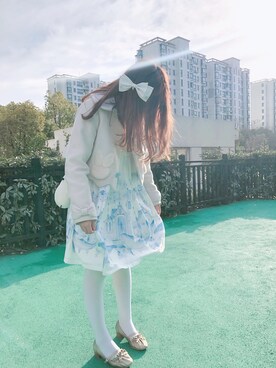 「浮梦鲸のアイテム（スカート、ホワイト系）」を使った、sakula-lolipopさん（レディース）の春コーディネート