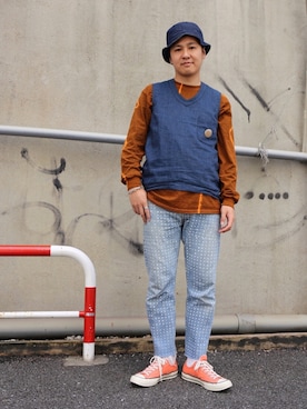「プルオーバーベスト」｜ウェイン   さん（メンズ・185cm）の夏コーディネート