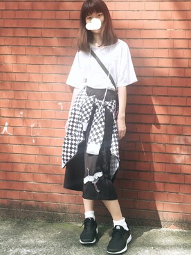 「棋盤格」｜敲敲さん（レディース・167cm）の夏コーディネート