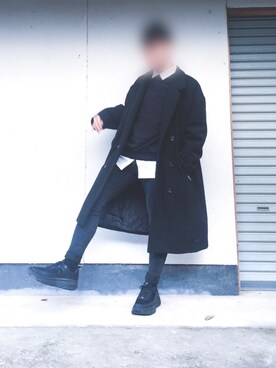 「kutir（クティール）のアイテム（チェスターコート）」を使った、ふぃさん（メンズ・169cm）の冬コーディネート