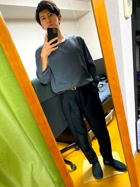「アイテム（スリッポン）」を使った、Takuyaさん（メンズ・166cm・20代）の春コーディネート
