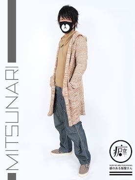 「ニットカーディガン」｜ミツナリ（癖のある服屋さん）さん（メンズ・180cm・30代）の冬コーディネート