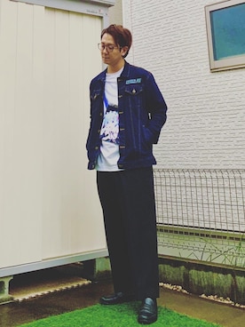 「COSPA_機動戦士Zガンダムのアナハイム・エレクトロニクス ジージャン　XLsize（デニムジャケット、ブルー系）」を使った、YUCKEEEEYさん（メンズ・174cm）の秋コーディネート