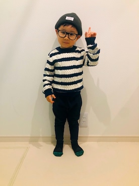 「EDWIN」｜「アイテム（ニットキャップ/ビーニー）」を使った、べっちさん（キッズ・90cm）の冬コーディネート