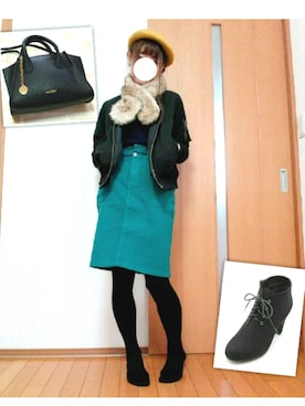 「NICE CLAUP（ナイスクラップ）のアイテム（ブルゾン）」を使った、ソラ★さん（レディース・162cm）の秋コーディネート