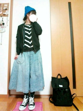 「NICE CLAUP（ナイスクラップ）のアイテム（ブルゾン）」を使った、ソラ★さん（レディース・162cm）の春コーディネート