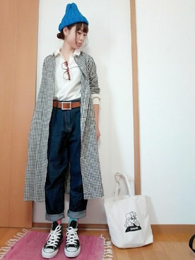 「RETRO GIRL（レトロガール）のアイテム（ニットキャップ/ビーニー）」を使った、ソラ★さん（レディース・162cm）の春コーディネート