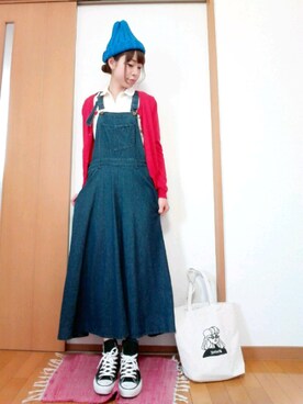 「RETRO GIRL（レトロガール）のアイテム（ニットキャップ/ビーニー）」を使った、ソラ★さん（レディース・162cm）の春コーディネート