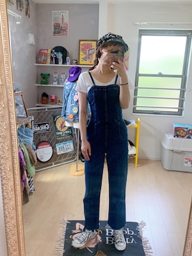 「MOUSSY（マウジー）のアイテム（サロペット/オーバーオール）」を使った、あんころさん（レディース・168cm）の夏コーディネート