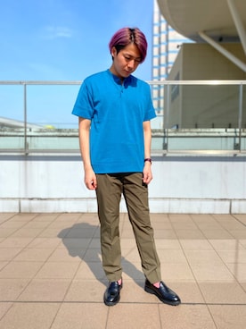 「NANO universe（ナノユニバース）のアイテム（ローファー）」を使った、nano・universe ららぽーとTOKYO-BAY Mensさん（メンズ・168cm）の夏コーディネート