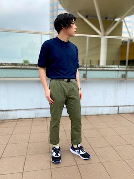 「NANO universe（ナノユニバース）のChampion/別注 鹿の子Tシャツ（Tシャツ/カットソー、ブルー系）」を使った、nano・universe ららぽーとTOKYO-BAY Mensさん（メンズ・170cm）の夏コーディネート