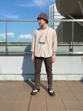 「RACAL（ラカル）のRACAL/別注Knit Bucket hat（ハット、グレー系）」を使った、nano・universe ららぽーとTOKYO-BAY Mensさん（メンズ・170cm）の夏コーディネート