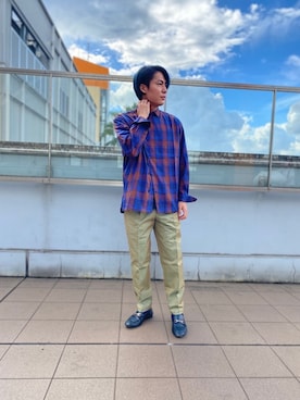 「NANO universe（ナノユニバース）のイレギュラーマドラスチェックシャツ（シャツ/ブラウス、その他）」を使った、nano・universe ららぽーとTOKYO-BAY Mensさん（メンズ・170cm）の秋コーディネート