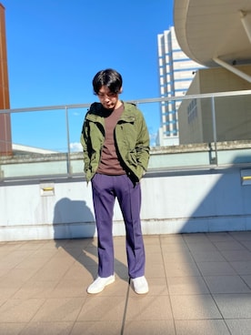 「NANO universe（ナノユニバース）のライトウェイトショートモッズブルゾン（ブルゾン、グリーン系）」を使った、nano・universe ららぽーとTOKYO-BAY Mensさん（メンズ・170cm）の秋コーディネート