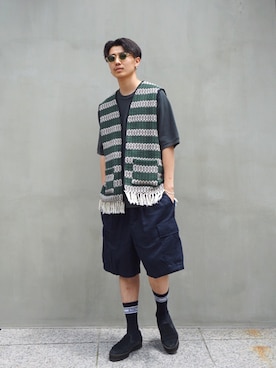 「アイテム（ベスト）」を使った、KakeruKitamuraさん（メンズ・175cm）の夏コーディネート