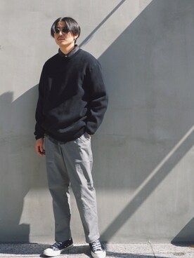「アイテム（チノパンツ、グレー系）」を使った、KakeruKitamuraさん（メンズ・178cm）の秋コーディネート