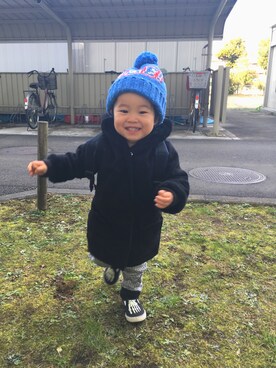 「CIAOPANIC TYPY（チャオパニックティピー）のアイテム（ムートンコート）」を使った、むすこさんさん（キッズ・80cm）の冬コーディネート