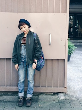 「SUPER HAKKA（スーパーハッカ）のアイテム（パンツ）」を使った、yeajenさん（レディース・158cm）の秋コーディネート