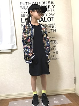 「ZARA KIDS」｜「アイテム（ナイロンジャケット）」を使った、Little.Pさん（キッズ・132cm）の冬コーディネート