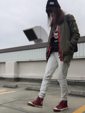 「RCWB（アールシーダブリュービー）のアイテム（パンツ）」を使った、kary☆さん（レディース・162cm）の春コーディネート