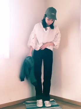 「バルーン袖」｜「アイテム（その他アウター）」を使った、chiiii**さん（レディース・163cm）の春コーディネート